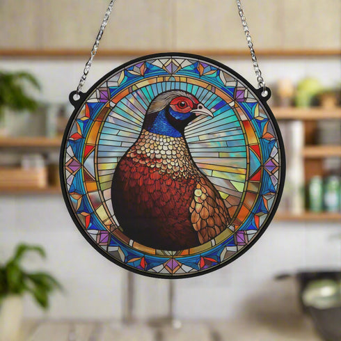 Norman The Pheasant Stained Glass Effect Suncatcher